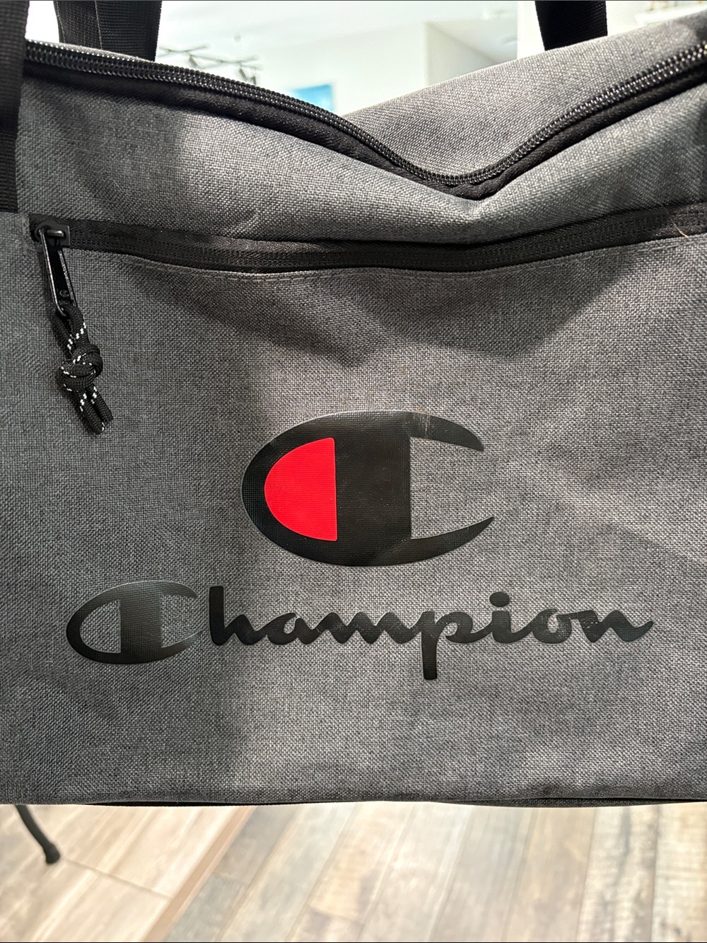 Champion Gray Duffel Bag with Red Accent Logo - Picture 13 of 13